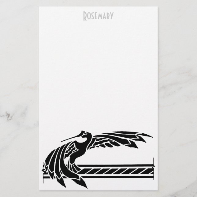 Papelaria Art Deco Bird stationery personalizado (Frente)