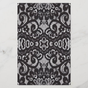 Papelaria Art Deco Bohemian Chic floral Gótica lace negro