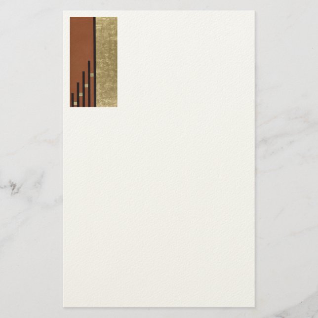 Papelaria Art Deco em Dourado e Bege (Frente)