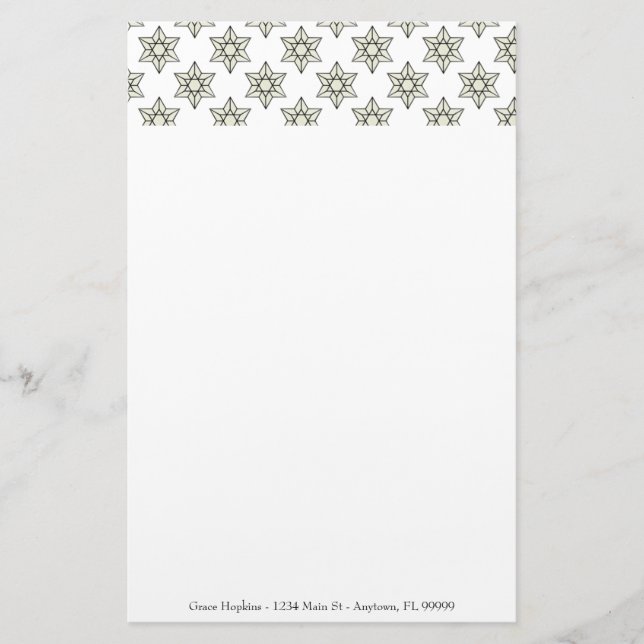 Papelaria Art Deco Stars Personalizado Stationery (Frente)