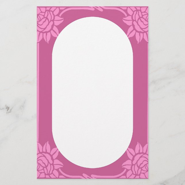 Papelaria Art Nouveau Rosas Rosa (Frente)