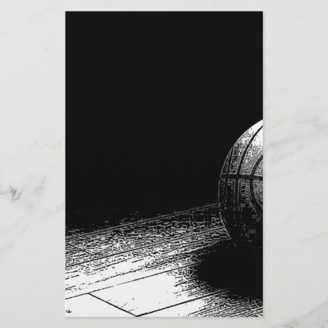 Papelaria Arte de Basquete Preto e Branco (Frente)