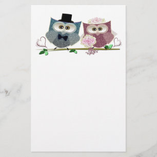 Papelaria Arte de Corujas Bonitas e de Noiva