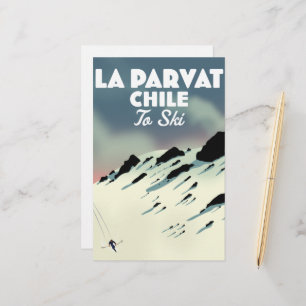 Papelaria Arte de esqui retrô La Parvat Chile.