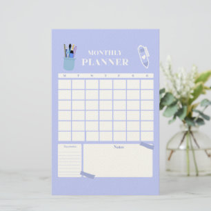 Papelaria Arte de Layout de Planejador Mensal Lavanda