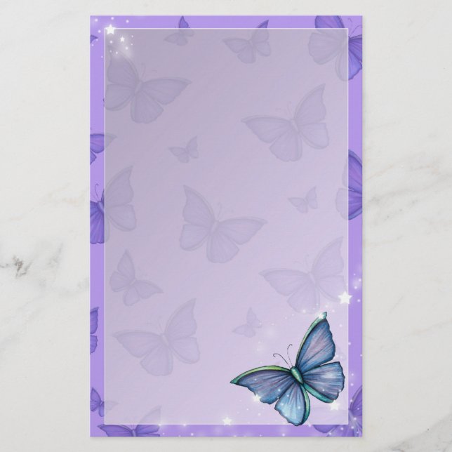 Papelaria Arte Fantasia Borboleta Azul Violeta (Frente)