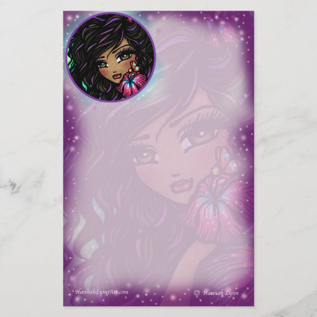 Papelaria Arte feericamente da fantasia do hibiscus de (Frente)