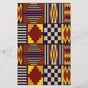 Papelaria Arte Popular Tribal - Amarelo Azul-Marinho Ferruge