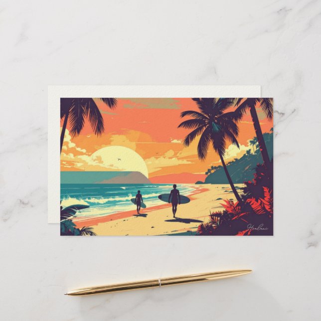 Papelaria Arte tropical aloha em branco (Frente/Verso In Situ)