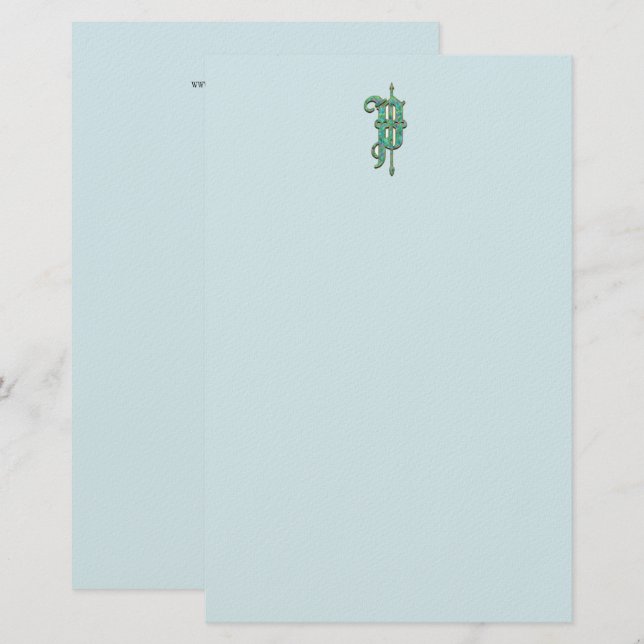 Papelaria Artisan Monogramas P Green Garden Feltrice Station (Frente/Verso)