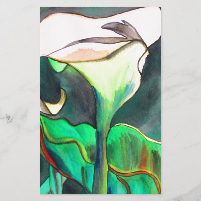 Papelaria Arum Lily — pintura original de aquarela (Frente)