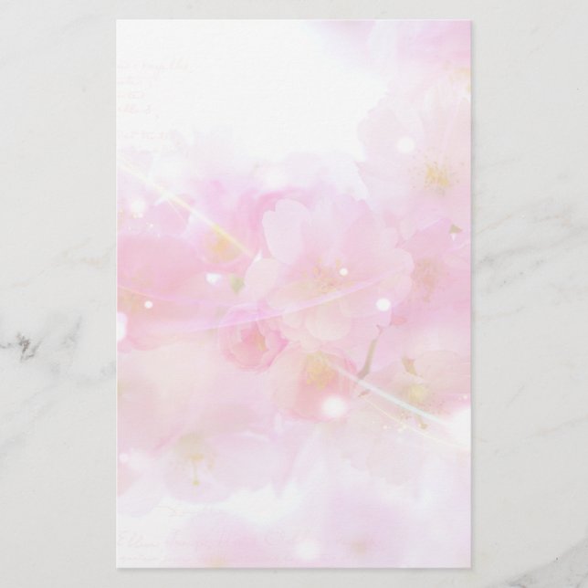 Papelaria Árvore de Cereja Japonesa com Florestas Rosa Paste (Frente)