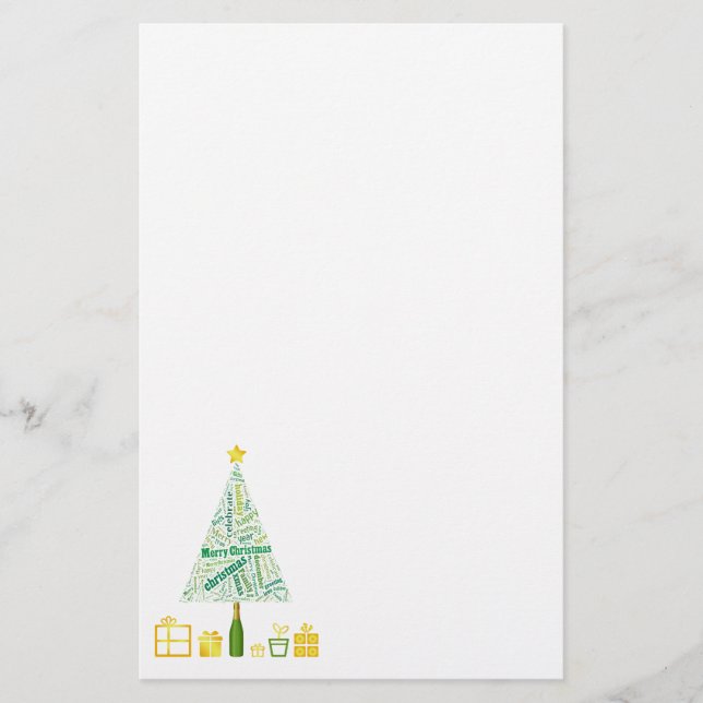 Papelaria Árvore de Natal do presente verde (Frente)