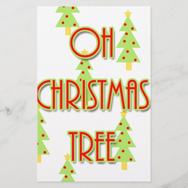 Papelaria árvore de natal moderno de meados do século verde  (Frente)