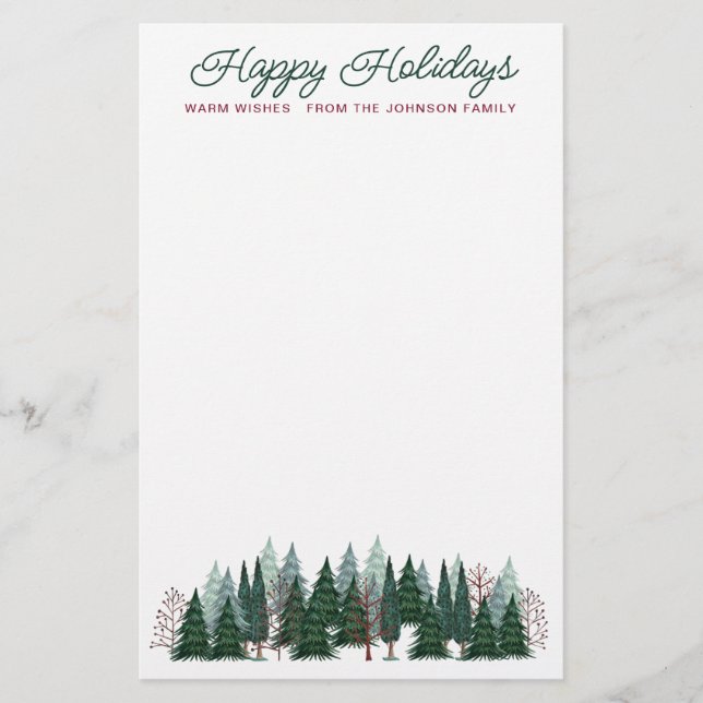 Papelaria Árvores da floresta rústica Feliz Natal (Frente)
