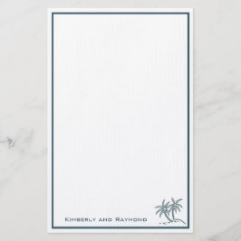 Papelaria Árvores de Palma Gêmeas - Azul Tropical Personaliz