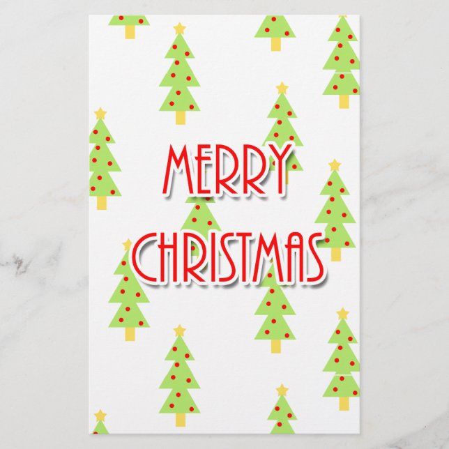 Papelaria árvores modernas de natal do meio do século (Frente)