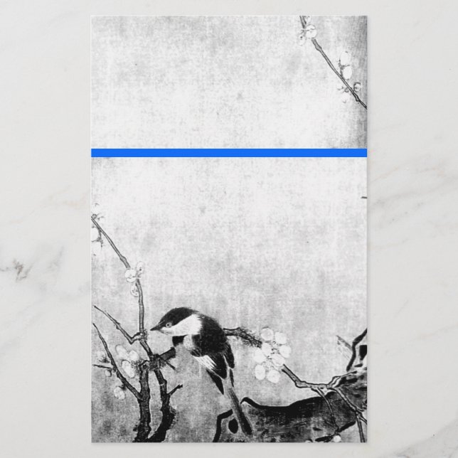 Papelaria AVE-primavera e FLOR-ÁRVORE-Preta-Branco-Azul (Frente)