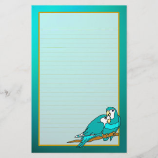 Papelaria Ave Teal Birds Aquamarine Belo Papel Escritório