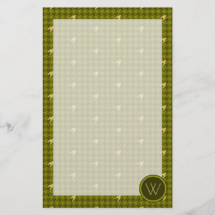 Papelaria Azeitona com Dourada notação Houndstooth