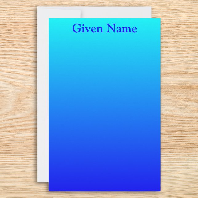 Papelaria Azul Aqua Brilhante Ombre Personalizado (Bright Aqua Blue Personalized Ombre Stationery)