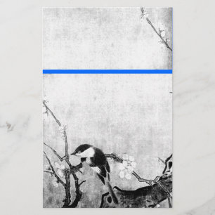 Papelaria Azul branco do preto da ÁRVORE do PÁSSARO E da