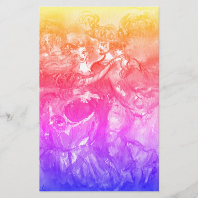 Papelaria Azul do amarelo do rosa dos dançarinos do (Frente)