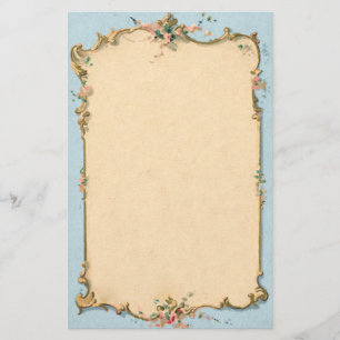 Papelaria Azul do vintage com beira floral