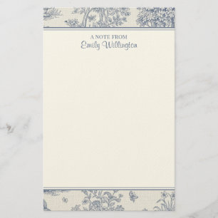 Papelaria Azul e Branco Padrão Toile de Floresta Personaliza
