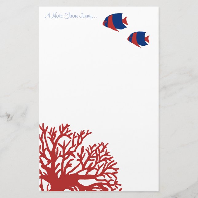 Papelaria Azul e Red Tropical Angelfish (Frente)