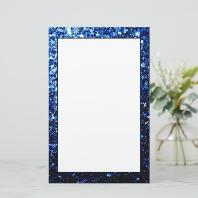 Papelaria Azul escuro profundo brilhante falso brilho faísca (Em pé/Frente)