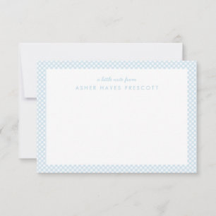 Papelaria azul Gingham personalizada para crianças