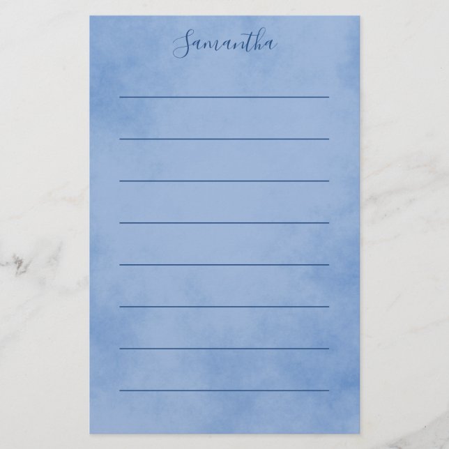 Papelaria Azul linhado adorável (Frente)