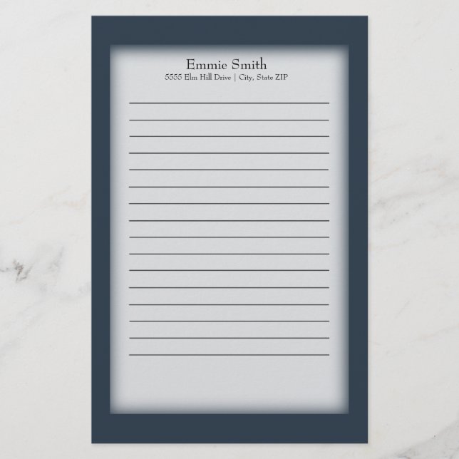 Papelaria Azul Marinho e Branco Personalizados (Frente)