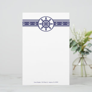 Papelaria Azul Navio Papel de Carta Personalizado por Rodas