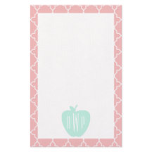 Azul + Professor coral do monograma de Quatrefoil