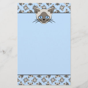 Papelaria Azul Siamese o gato Eyed enfrenta o teste padrão