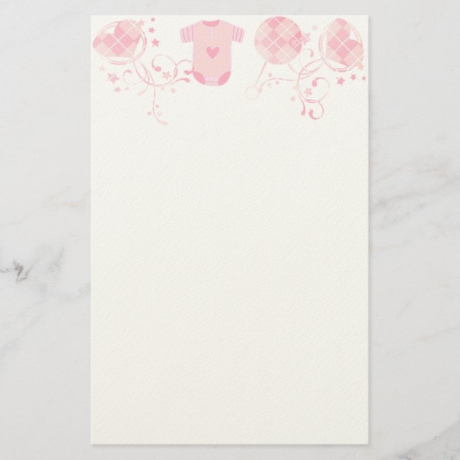 Papelaria Baby Heart Rattle Argyle Onsie Pink (Frente)