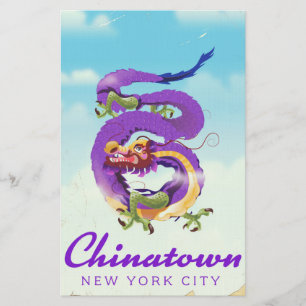Papelaria Bairro chinês pôster vintage cidade de Nova York