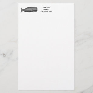 Papelaria Baleia do século XIX Desenho de Vintage N