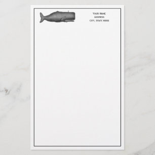 Papelaria Baleia do século XIX Desenho de Vintage N