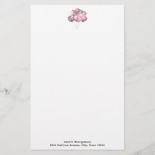 Papelaria Balões Luminosos Rosa e Prata