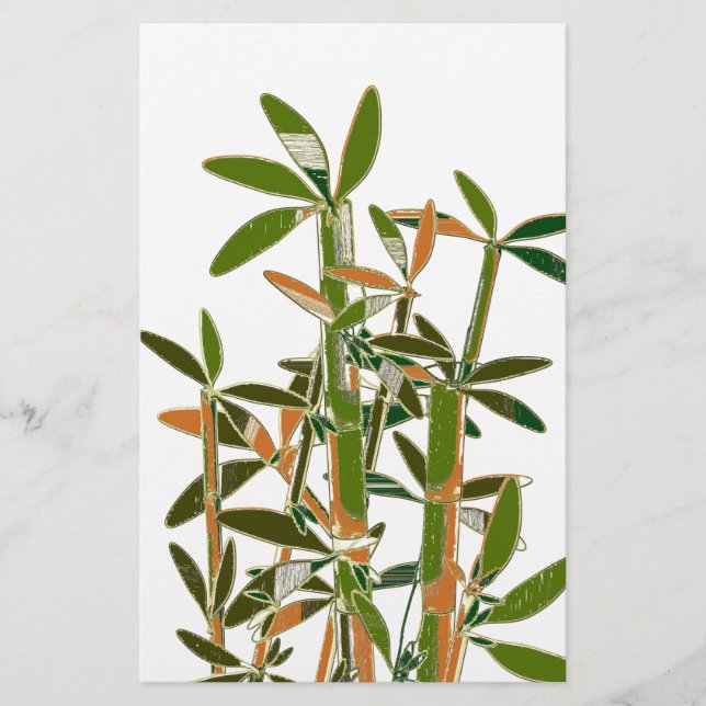 Papelaria Bambu verde isolado em fundo branco (Frente)