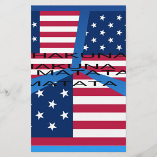 Papelaria Bandeira Americana com Hakuna Matata: Design Patri