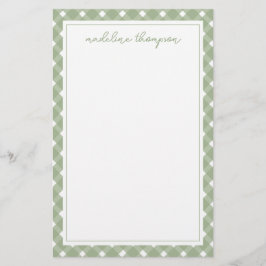 Papelaria Basic Gingham Sage Green Border