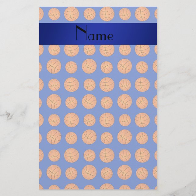 Papelaria Basquetebol azuis conhecidos personalizados (Frente)