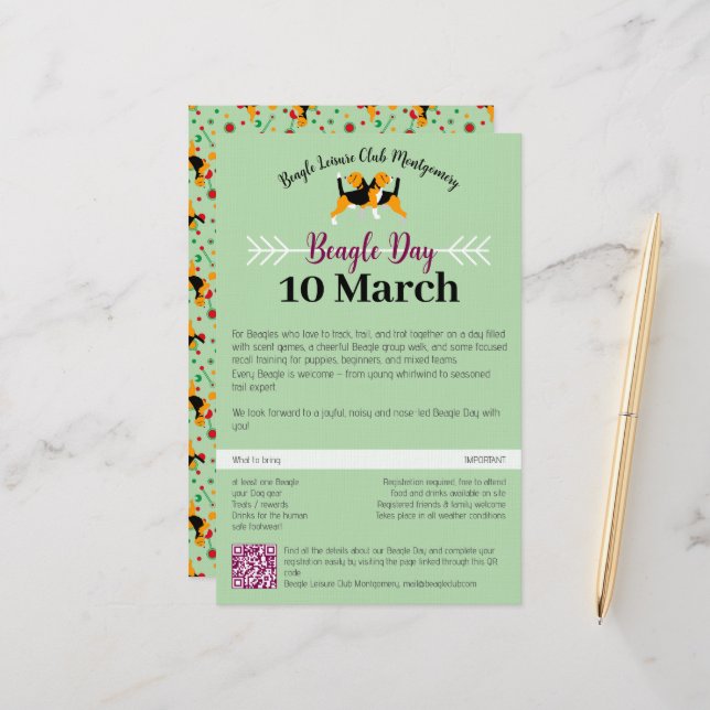 Papelaria Beagle Dog Day Mailing  (Frente/Verso In Situ)