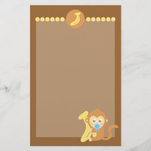 Papelaria Bebê Macaco de Desenho Animado Fofo com Banana