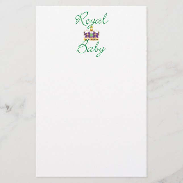 Papelaria Bebê Real com Coroa Roxa e Dourada (Frente)