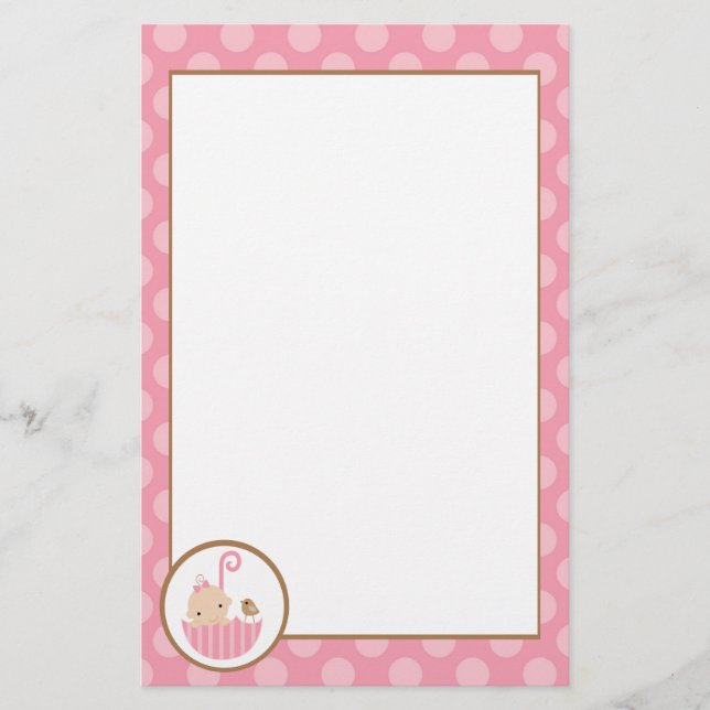 Papelaria Bebê rosa no Chá de fraldas Guarda-chuva (Frente)